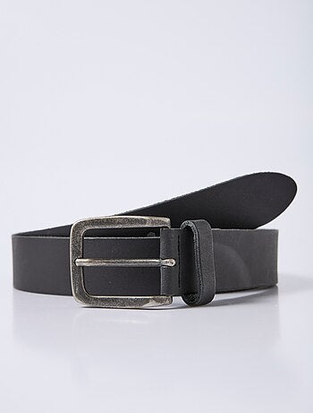 Ceinture en cuir mat, boucle effet usé