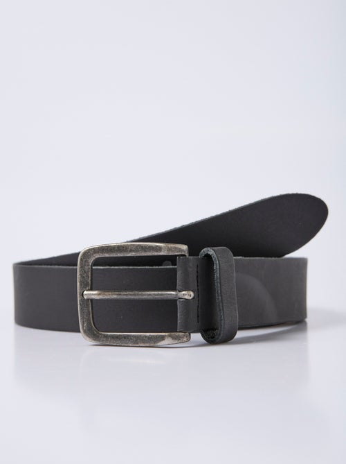 Ceinture en cuir mat, boucle effet usé - Kiabi