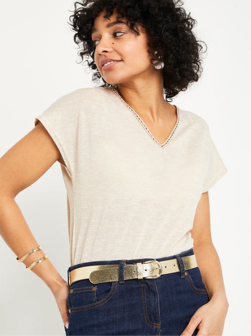 Ceinture en cuir métallisé - Kiabi