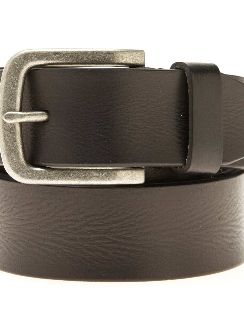 Ceinture en cuir noir - Kiabi
