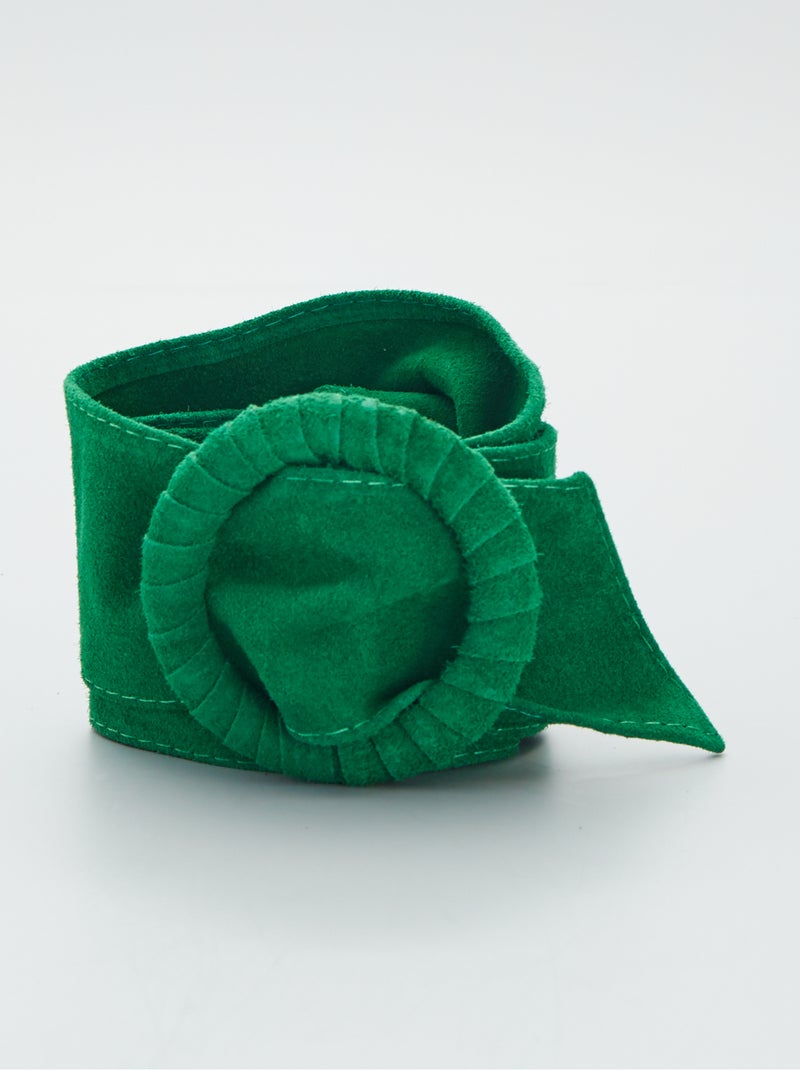 Ceinture en cuir suédine boucle ronde vert - Kiabi
