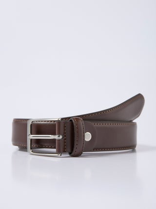 Ceinture en cuir surpiqûres ton sur ton