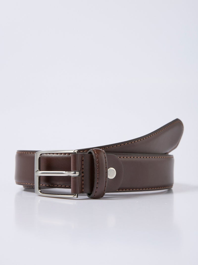 Ceinture en cuir surpiqûres ton sur ton Marron - Kiabi