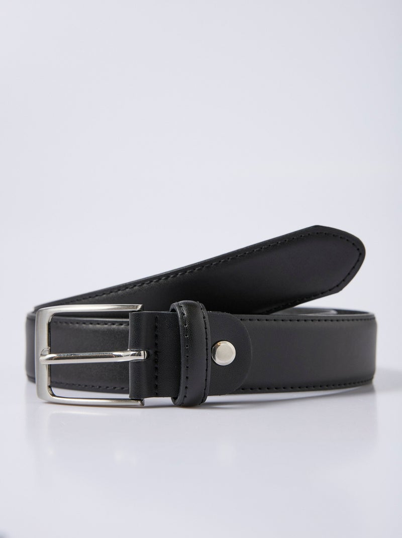Ceinture en cuir surpiqûres ton sur ton Noir - Kiabi