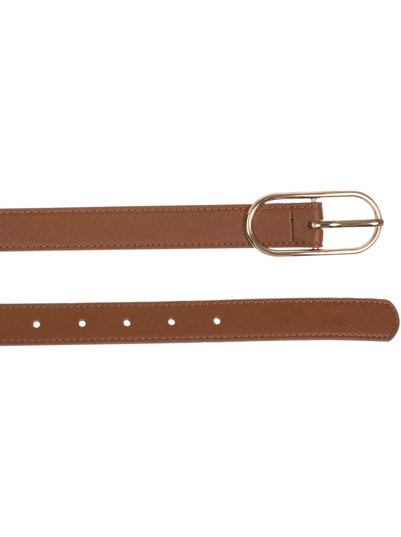 Ceinture en matière synthétique avec boucle ovale femme isotoner Camel - Kiabi