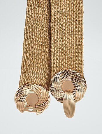 Lot De 4 Ceintures Fines élastiquées En Paille Tressée Pour Femme - Beige, Noir, Kaki, Mélangé
