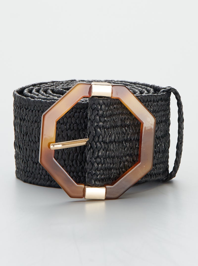 Ceinture en raphia tressé noir - Kiabi