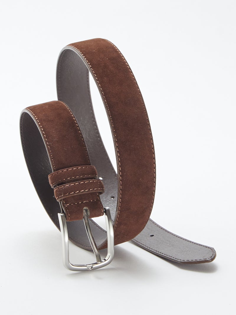 Ceinture en suédine avec boucle métallique MARRON - Kiabi