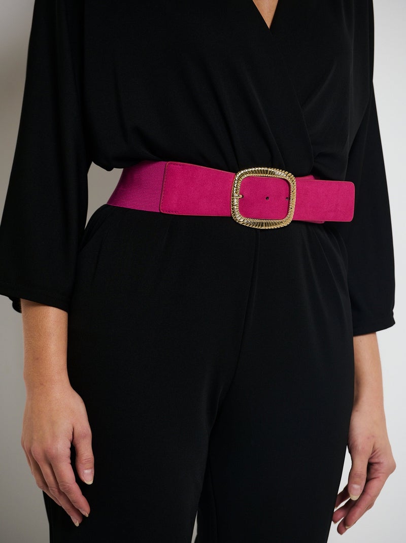Ceinture fantaisie large à boucle carrée Rose fushia - Kiabi
