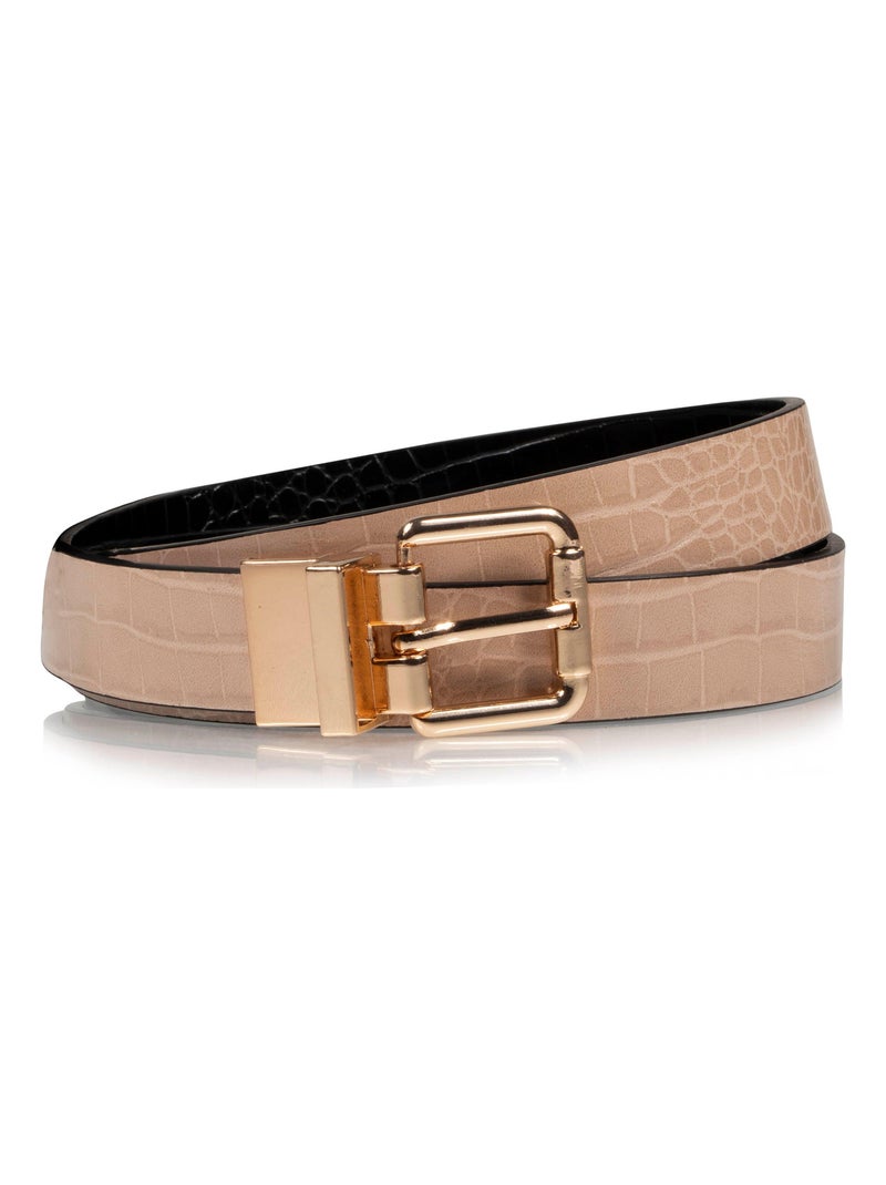 Ceinture femme 2 en 1 noir et beige Isotoner Noir Beige - Kiabi