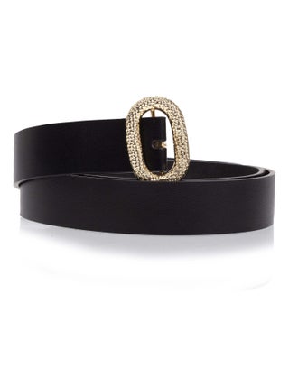Ceinture femme boucle ovale noire Isotoner