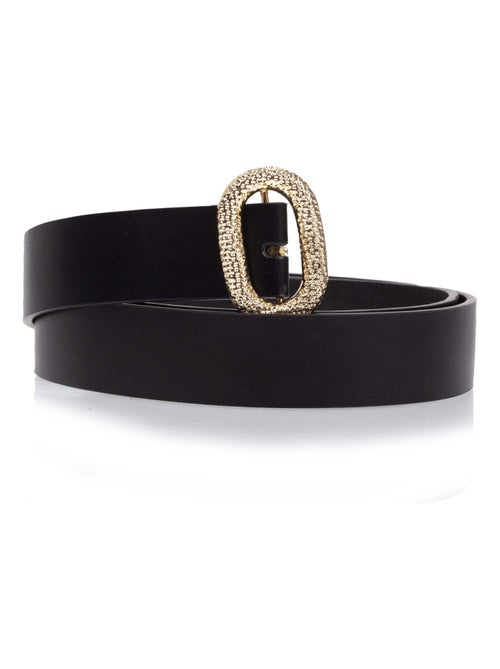 Ceinture femme boucle ovale noire Isotoner - Kiabi