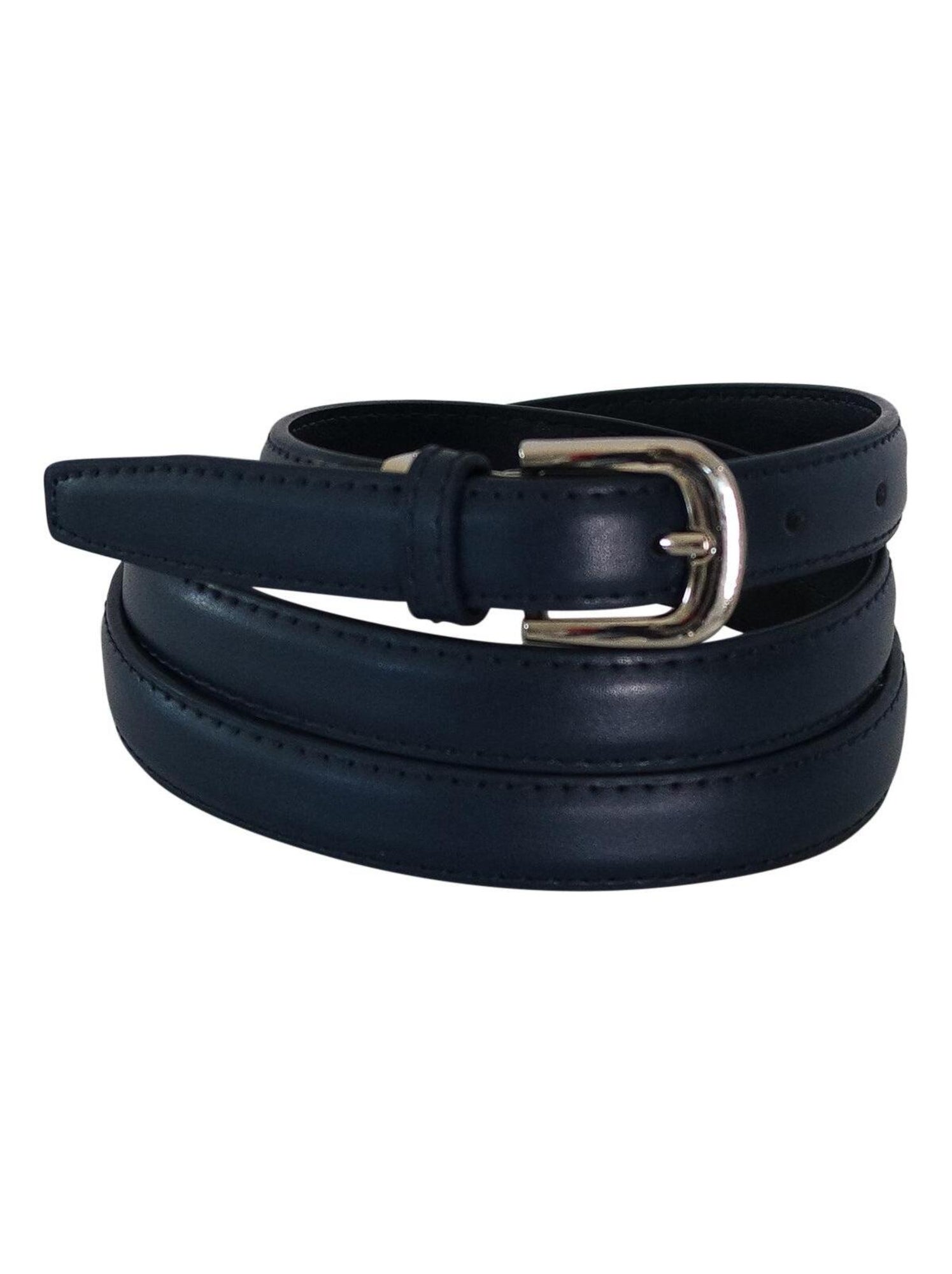 Ceinture femme fine 2 cm en croute de cuir de vachette ajustable 120 cm Bleu marine Kiabi 9.90