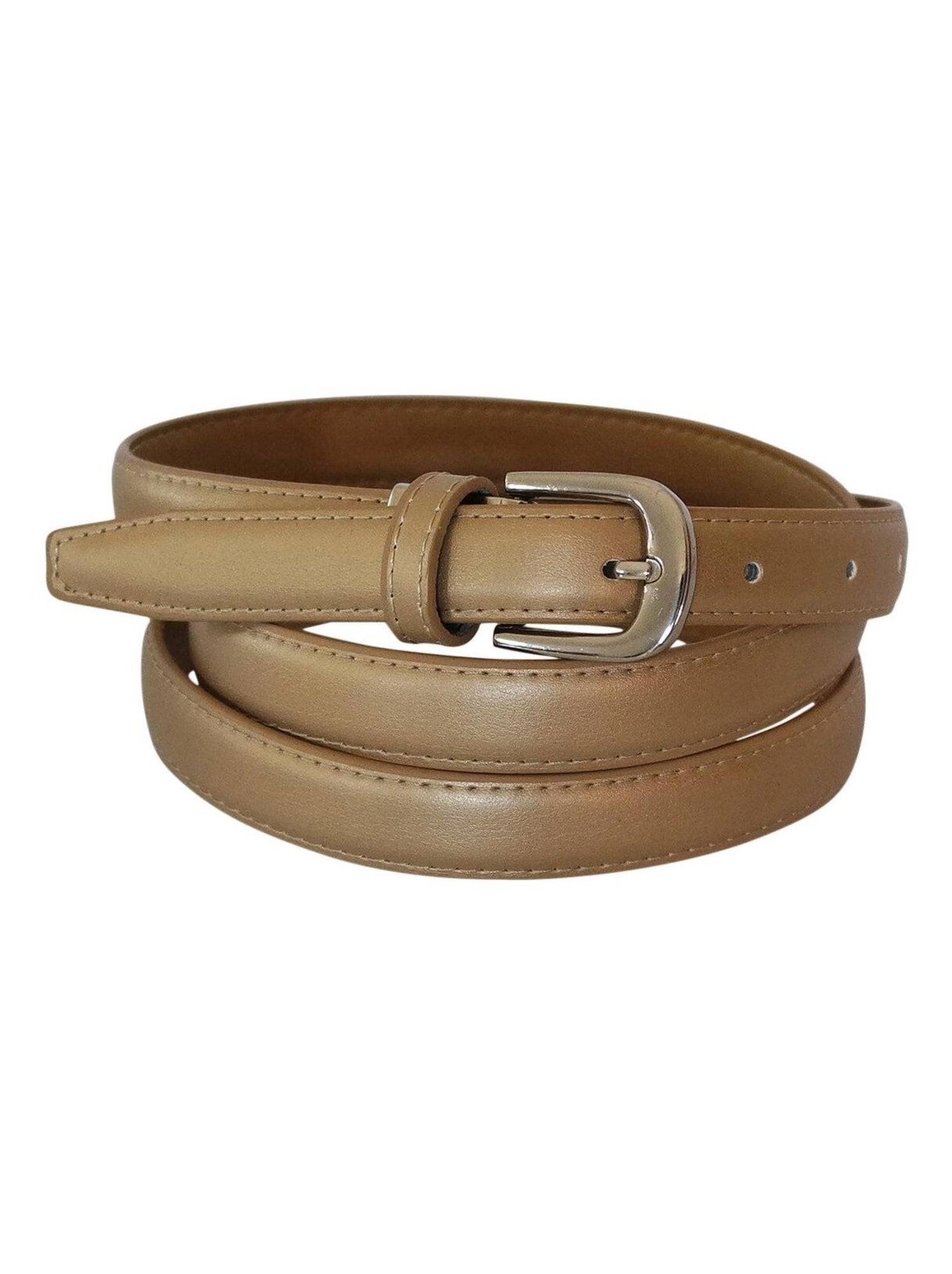 Ceinture femme fine 2 cm en croute de cuir de vachette ajustable 120 cm Dore or Kiabi 9.90