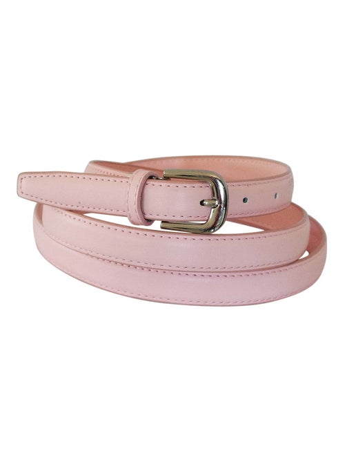 Ceinture femme fine 2 cm en croûte de cuir de vachette ajustable 120 cm - Kiabi