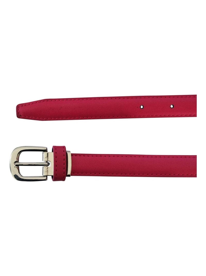 Ceinture femme fine 2 cm en croûte de cuir Rose fushia - Kiabi