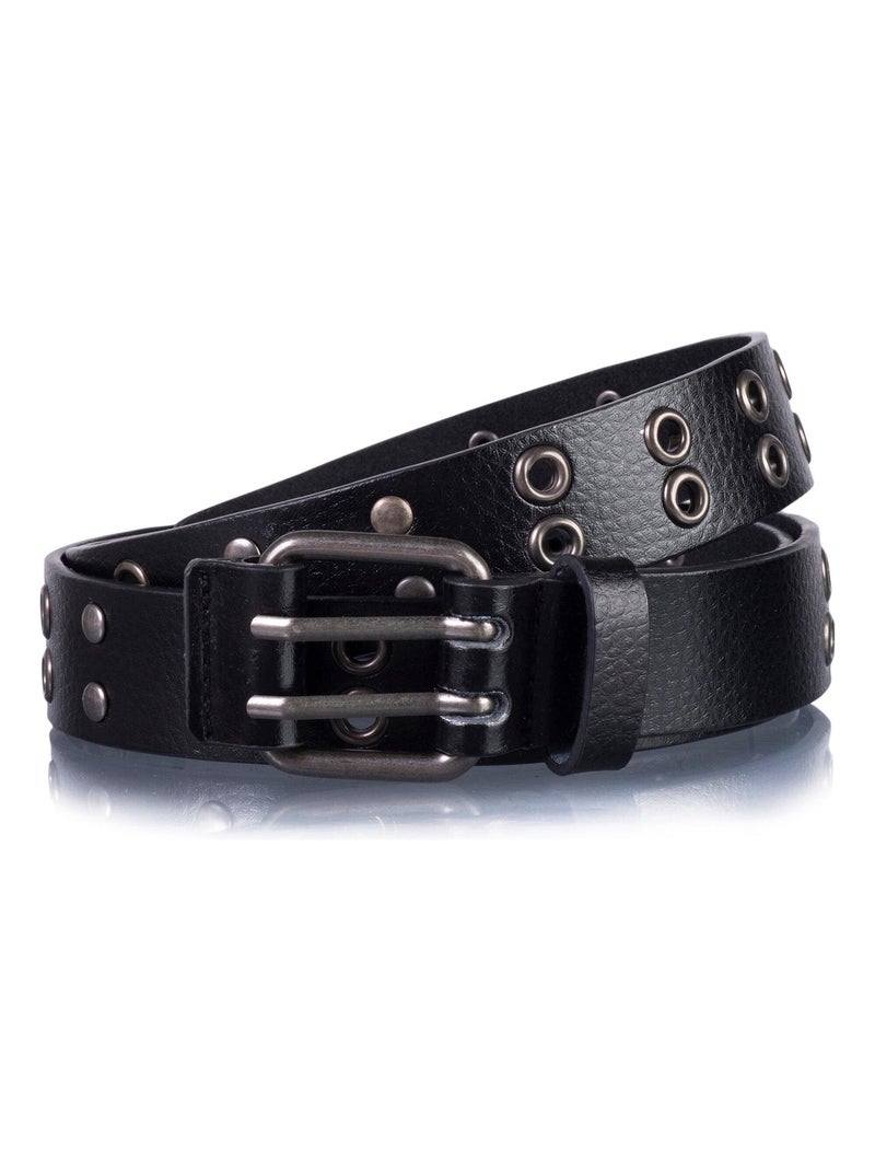 Ceinture femme grainée noir œillet Isotoner Noir - Kiabi