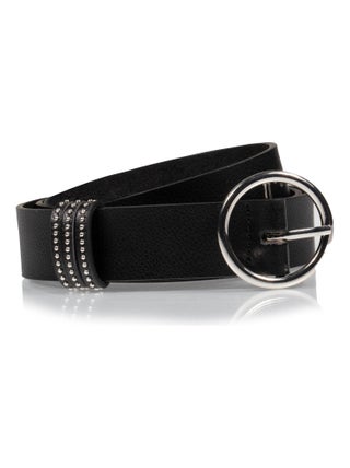 Ceinture femme ronde grainée noir Isotoner