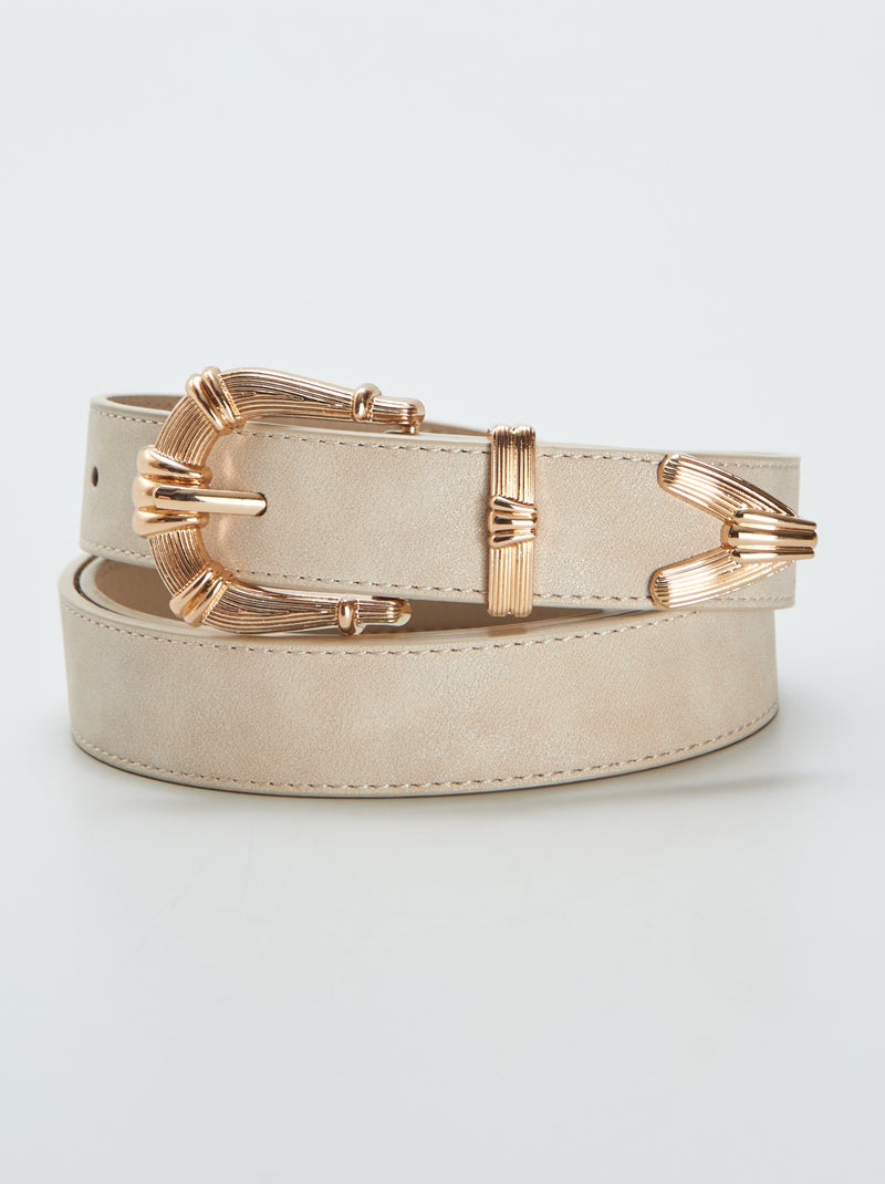 Ceinture fine à boucle dorée Crème - Kiabi