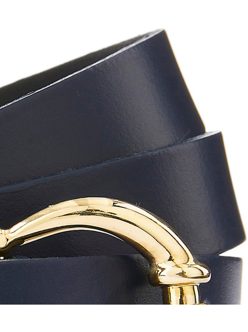 Ceinture fine croûte de cuir - Damart Bleu - Kiabi