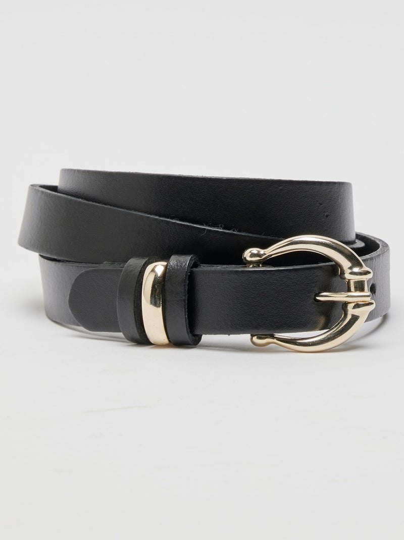 Ceinture fine croûte de cuir - Damart Noir - Kiabi