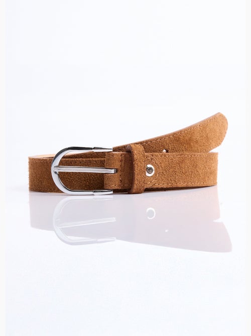 Ceinture fine cuir suédé boucle arrondie - AFIBEL - Kiabi