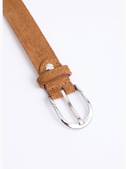 Ceinture fine cuir suédé boucle arrondie - AFIBEL - Kiabi