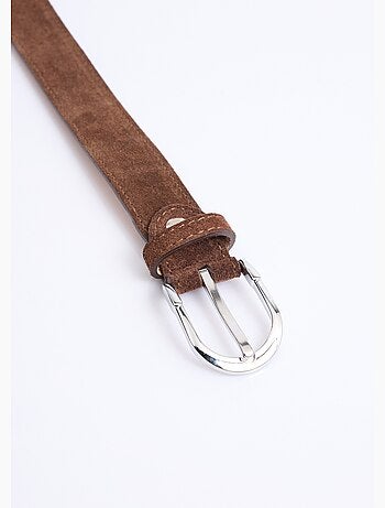 Ceinture fine cuir suédé boucle arrondie - AFIBEL