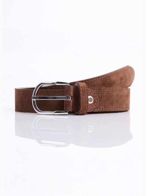 Ceinture fine cuir suédé boucle arrondie - AFIBEL - Kiabi