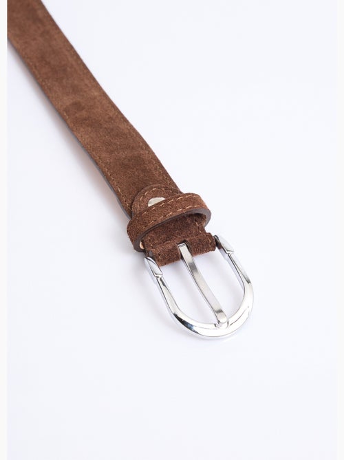 Ceinture fine cuir suédé boucle arrondie - AFIBEL - Kiabi
