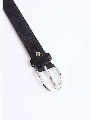Ceinture fine cuir suédé boucle arrondie - AFIBEL
