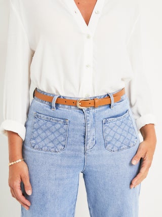 Ceinture fine en cuir avec boucle