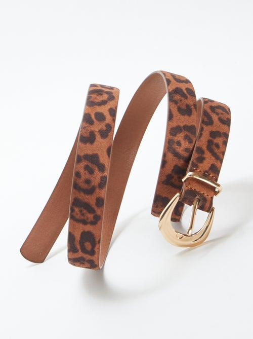 Ceinture fine léopard en suédine - Kiabi