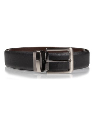 Ceinture homme 2 en 1 grainé noir/marron Isotoner