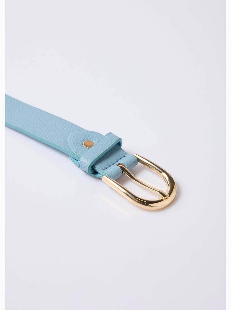 Ceinture imitation cuir boucle métal Bleu ciel - Kiabi