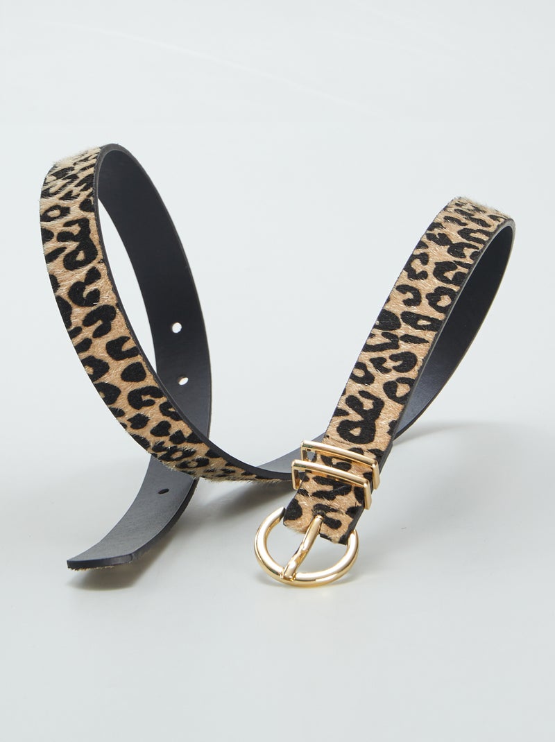 Ceinture imitation pelage léopard Beige/Noir - Kiabi