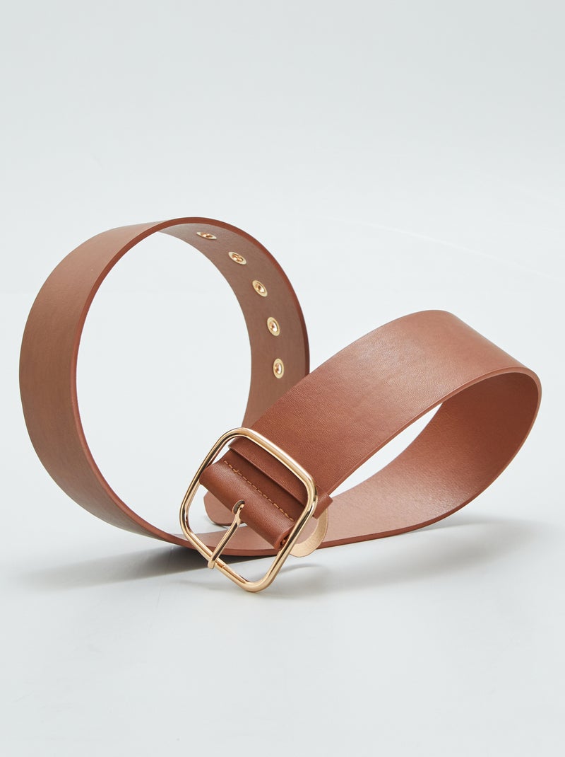 Ceinture large à boucle carrée Marron - Kiabi