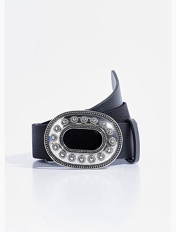 Ceinture large élastiquée boucle métal - afibel