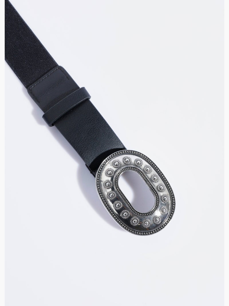 Ceinture large élastiquée boucle métal - afibel Noir - Kiabi