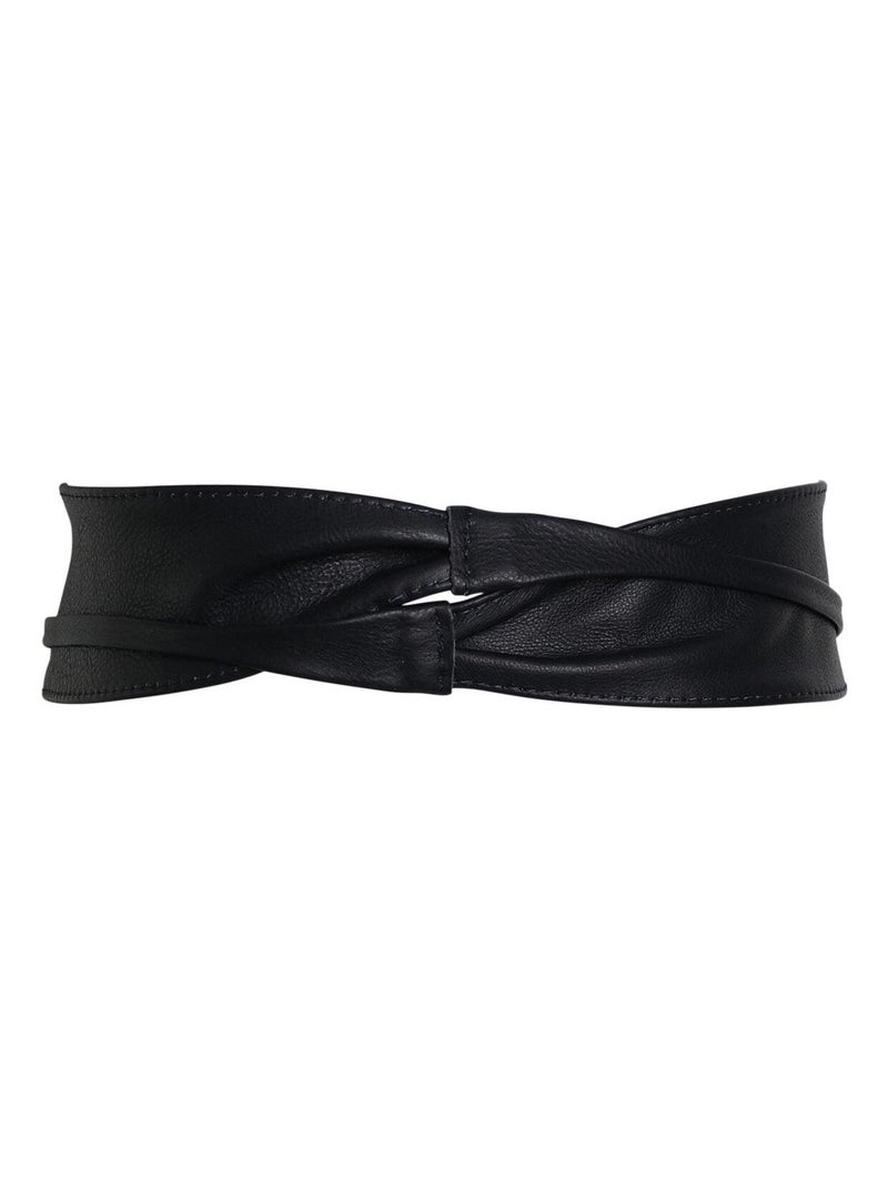 Ceinture large en cuir CESIRA Bleu marine - Kiabi