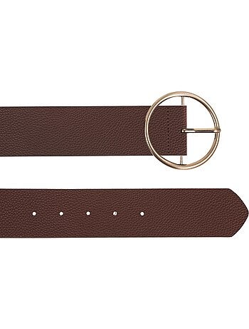 Ceinture large, et grande boucle ronde dorée femme