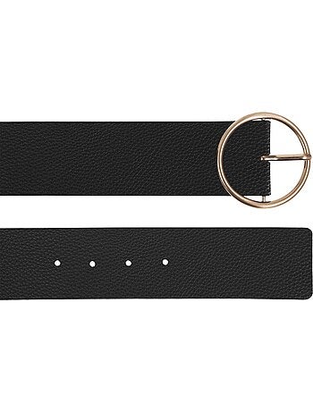 Ceinture large, et grande boucle ronde dorée femme