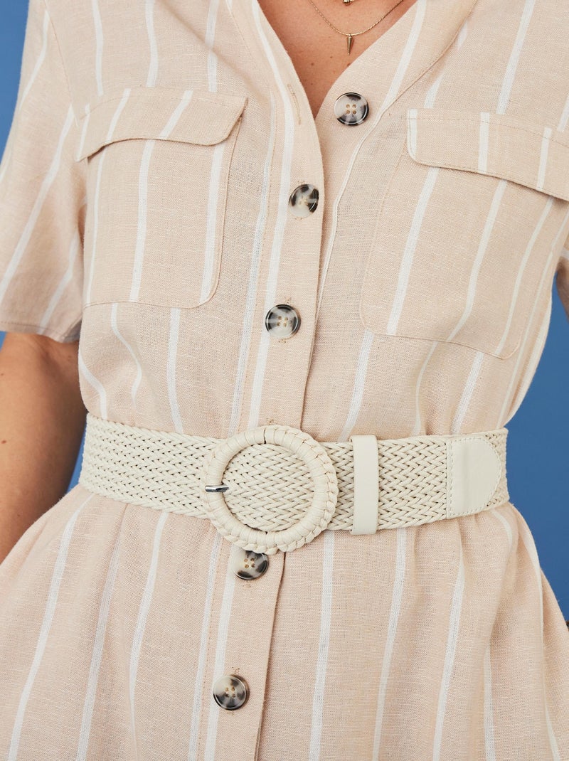 Ceinture large tressée  - Damart Blanc Ecru Blanc - Kiabi
