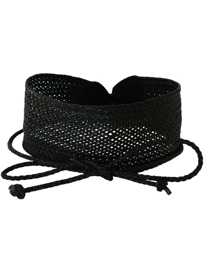 Ceinture large tressée BORAS – style bohème Noir - Kiabi