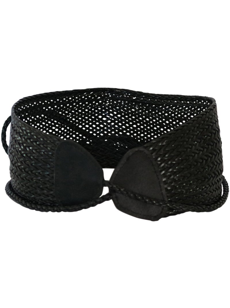 Ceinture large tressée BORAS – style bohème Noir - Kiabi