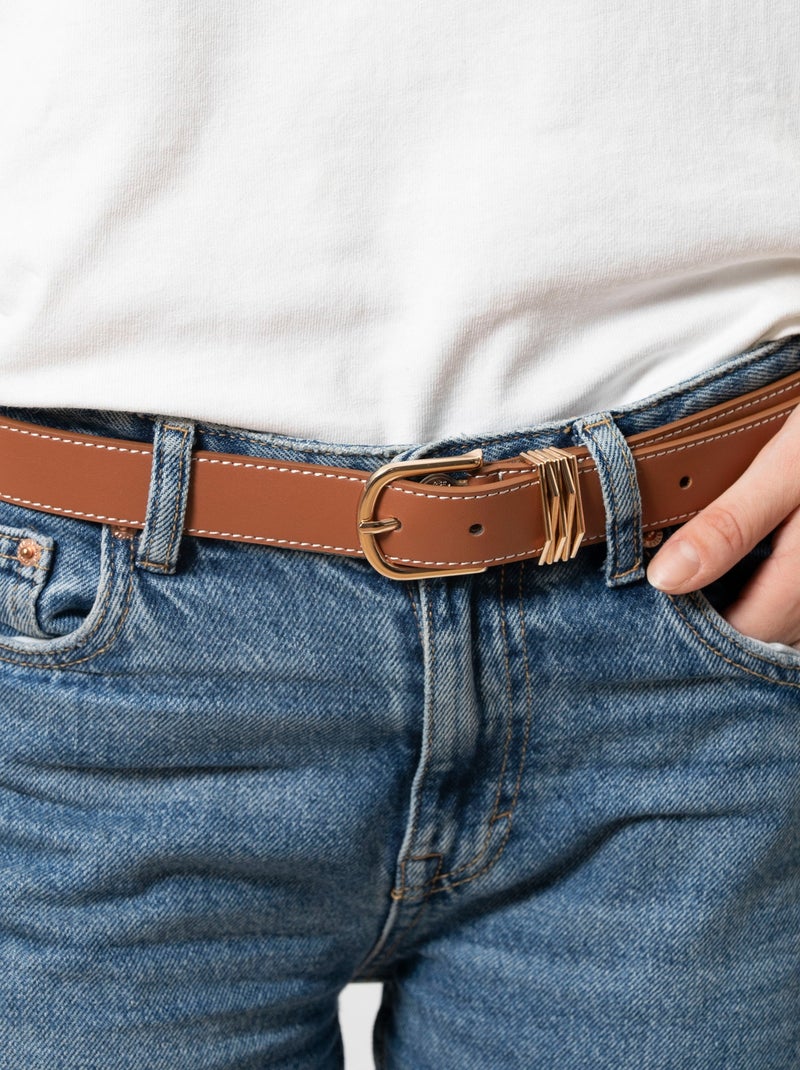 Ceinture lisse bijoux femme Isotoner Camel - Kiabi