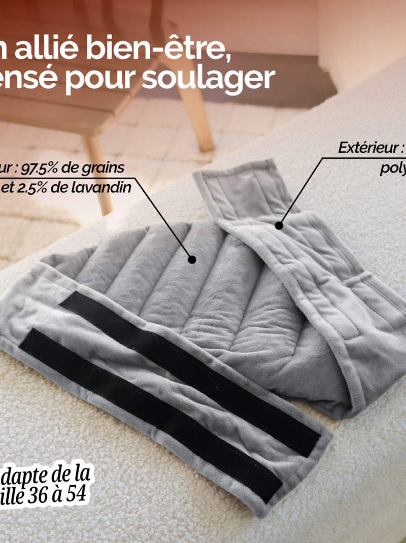 Ceinture lombaires chauffante avec bandes auto-agrippantes réglable - Vivezen Gris clair - Kiabi