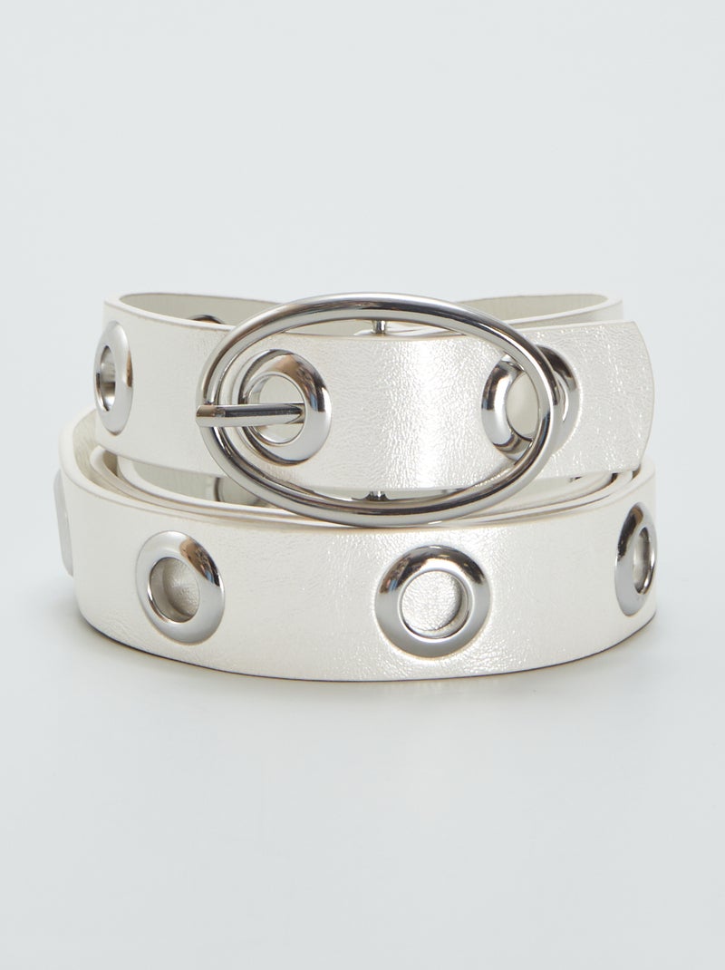 Ceinture métallique à œillets Blanc - Kiabi