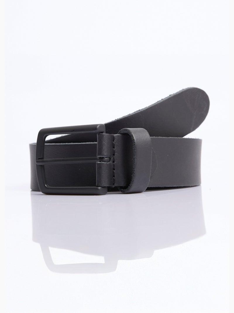 Ceinture monochrome cuir à bords francs - AFIBEL Noir - Kiabi