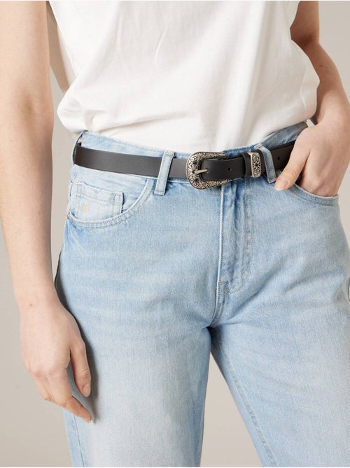 Ceinture noire femme en cuir 'Deeluxe' - Kiabi